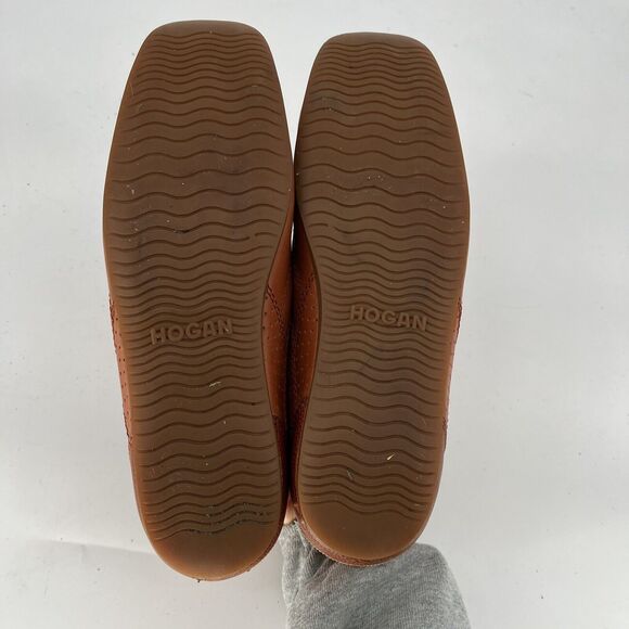 Hogan Square Toe Flats Brown Leather Women’s Size 6.5 - Picture 9 of 11